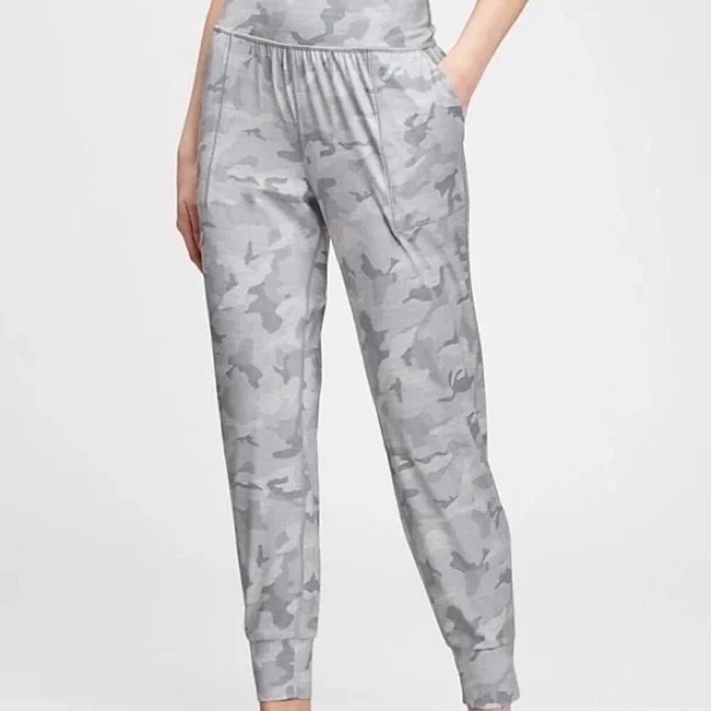 Gap Jogger Camo Eclipse Gray Large Athleisure Pant High Waist Pocket Workout Gym